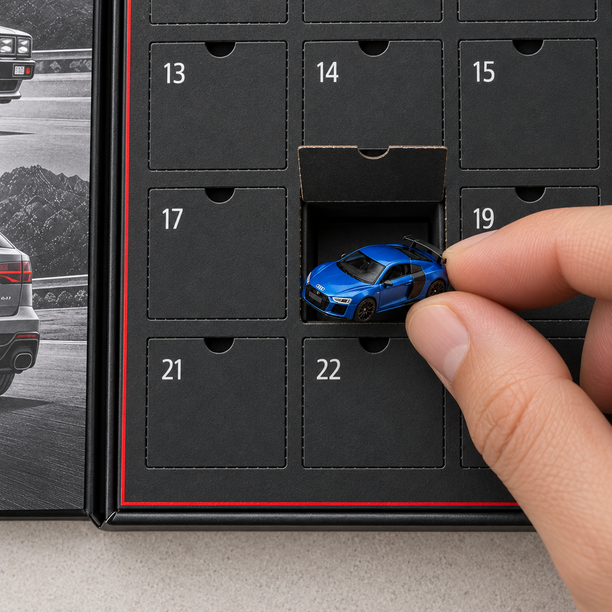 Audi metal model being revealed from one calendar door