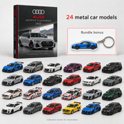 Illustrative Audi collection of 24 metal car models and separate bundle bonus keychain