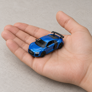 Custom blue metal Audi miniature held in a hand