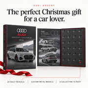 The perfect Christmas gift for a car lover. Audi Advent Calendar exterior and 24 closed numbered doors, with custom metal models and a collection to keep.